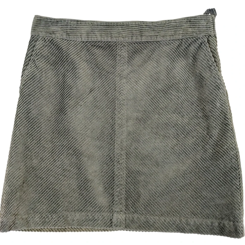 Talbots Womens 14P Corduroy Mini Skirt Olive Green Cotton Dark Academia